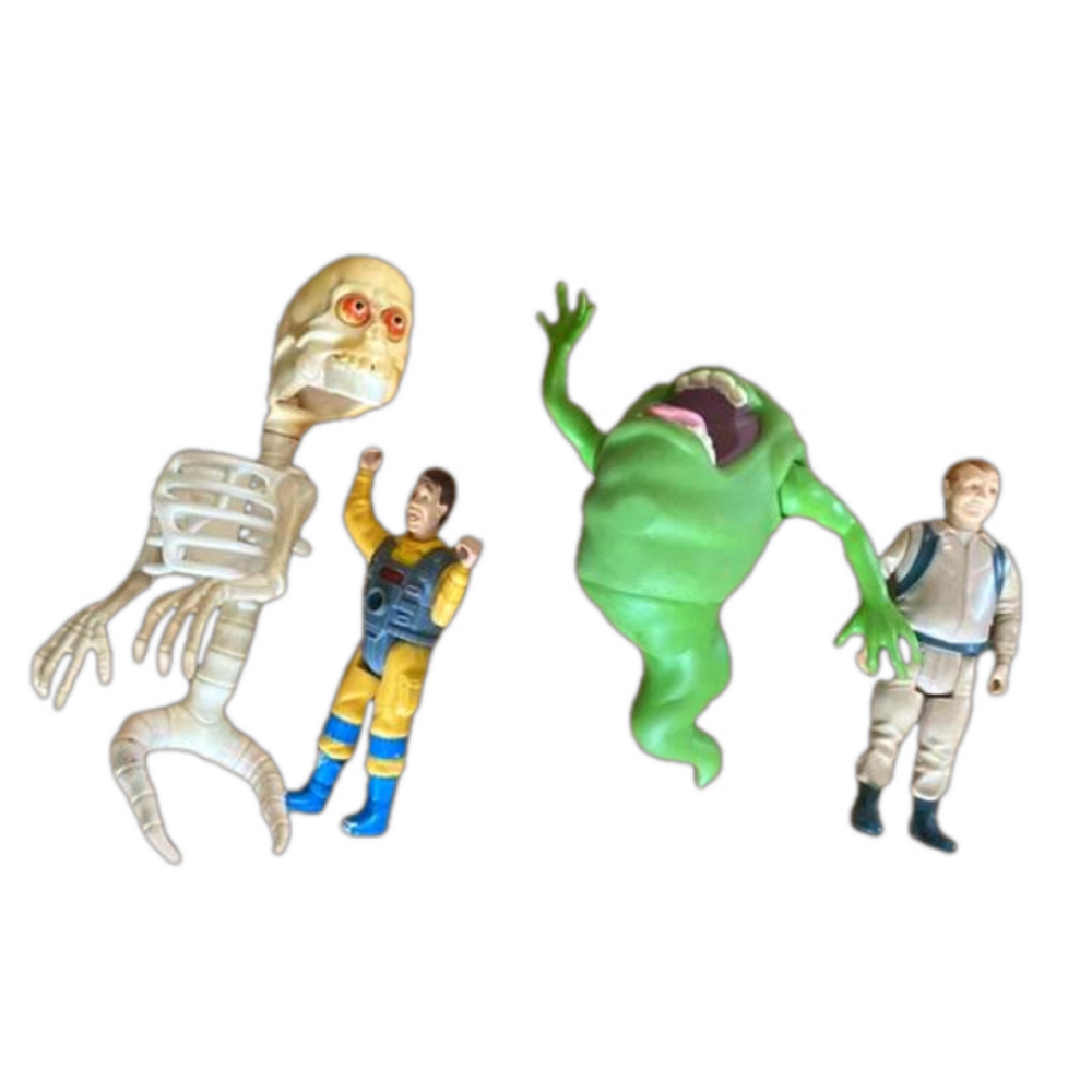Ghostbusters 4 Vtg lot 1980’s RETRO figures Slimmer, Bad to the bone, Peter, Ray